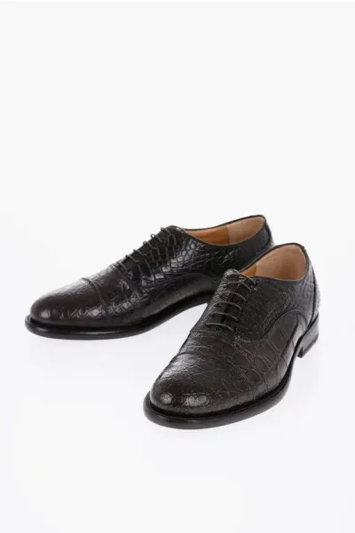 Corneliani Crocodile Leather Oxford Shoes In Black