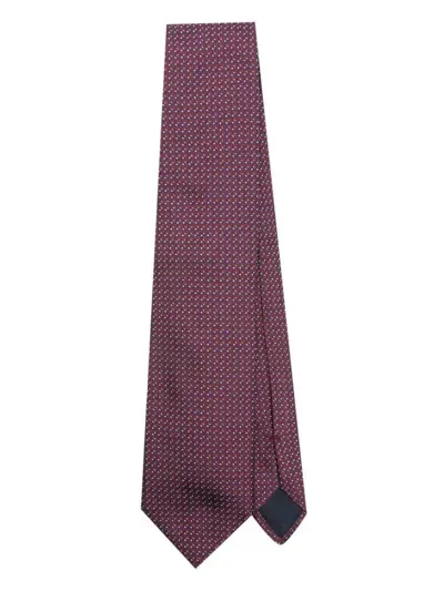 Corneliani Geometric-print Silk Tie In Red