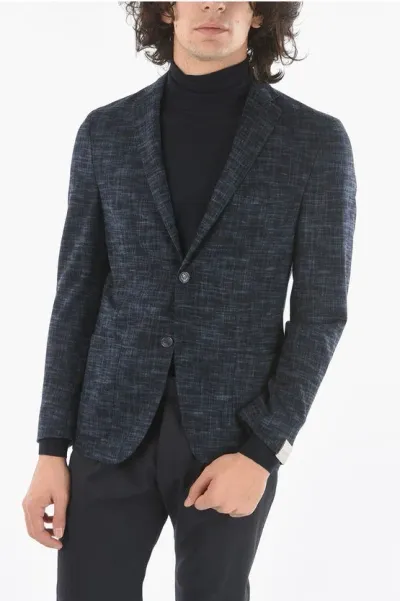 Corneliani Halfined Single Breasted Wool Blazer In Gray