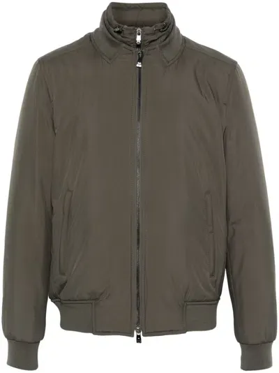 Corneliani Hooded Bomber Jacket In Green