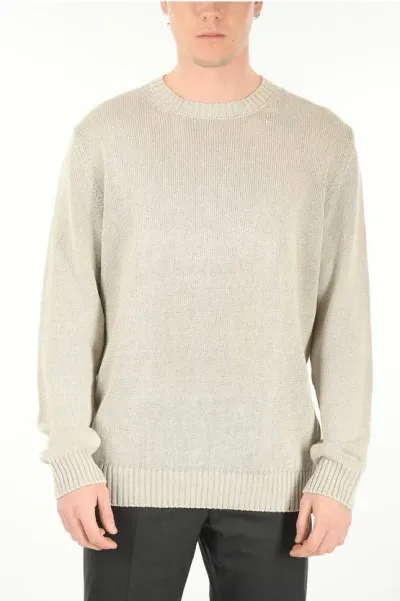 Corneliani Id Crew Neck Linen Pullover In Neutral