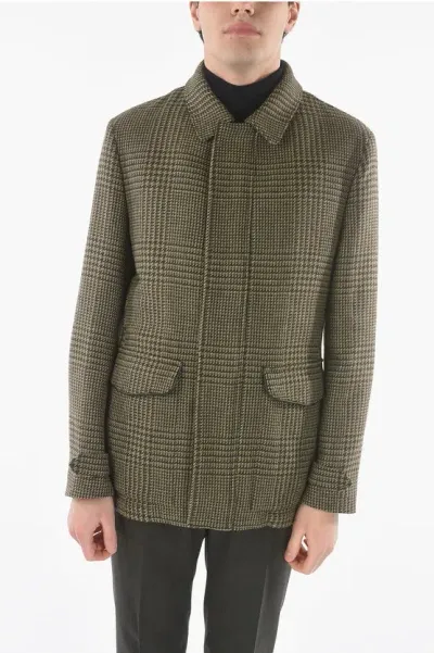 Corneliani Id Removable Padding Virgin Wool Glen Check Coat