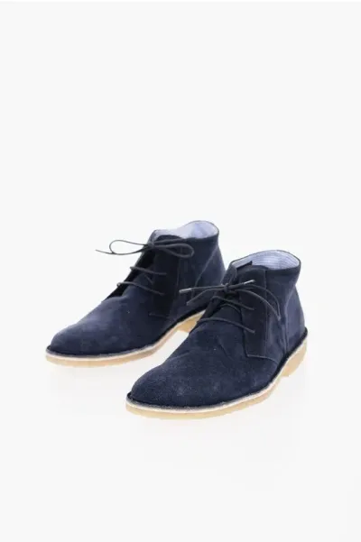 Corneliani Id Suede Desert Boots With Contrast Sole