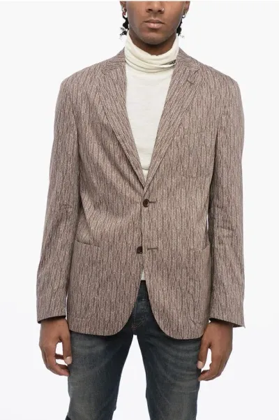 Corneliani Id Unlined Cotton Blend Blazer With Patch Pockets In Neutral