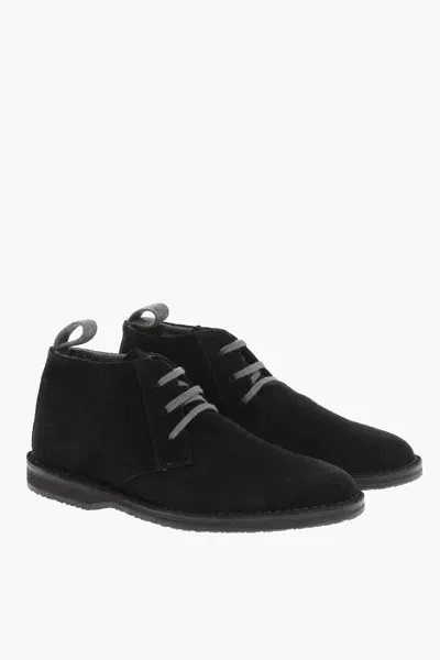 Corneliani Id Wool Lined Suede Desert Booties In Black