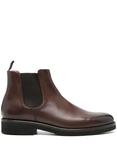 Corneliani Leather Chelsea Boots In Brown