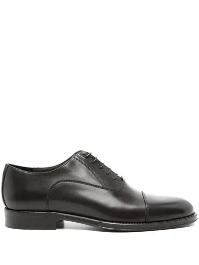 Corneliani Leather Oxford Shoes In Brown