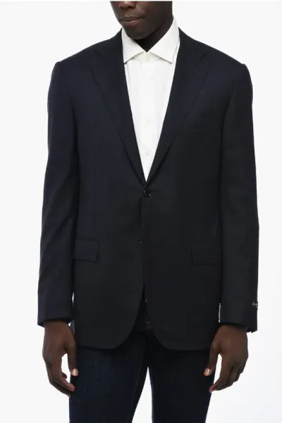 Corneliani Lined Leader Single Breasted Blazer With Flap Pockets In Black