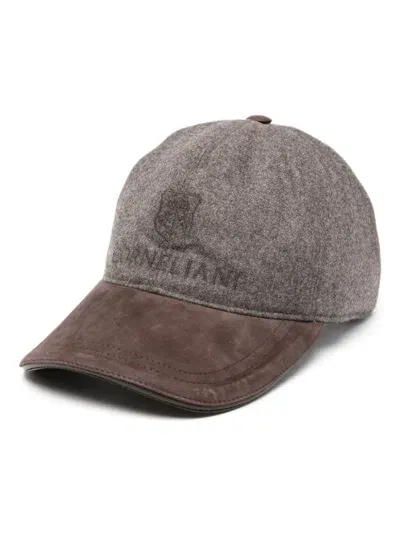 Corneliani Logo-embroidered Cap In Brown