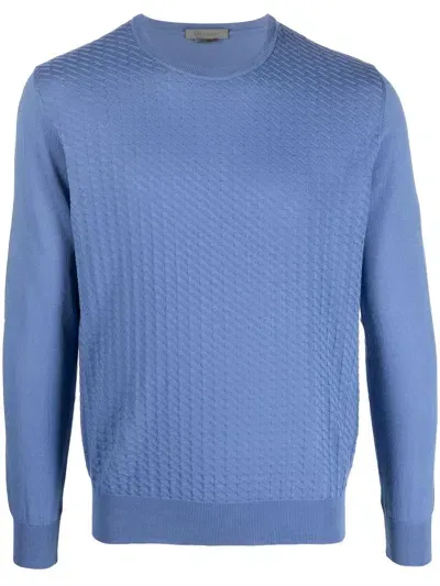 Corneliani Long-sleeved Cotton Sweatshirt In Blau