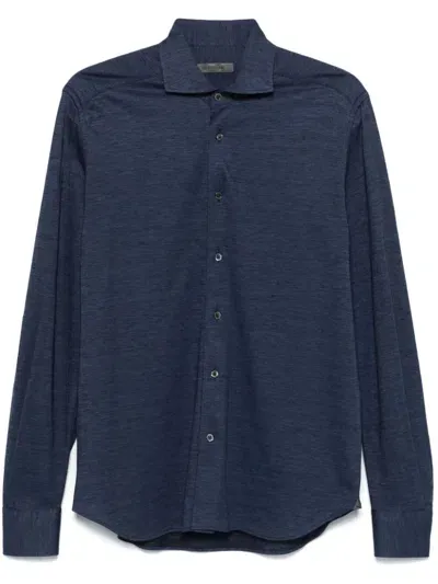 Corneliani Mélange-effect Shirt In Blue