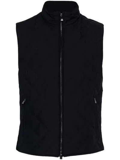 Corneliani Quilted Gilet In Blue