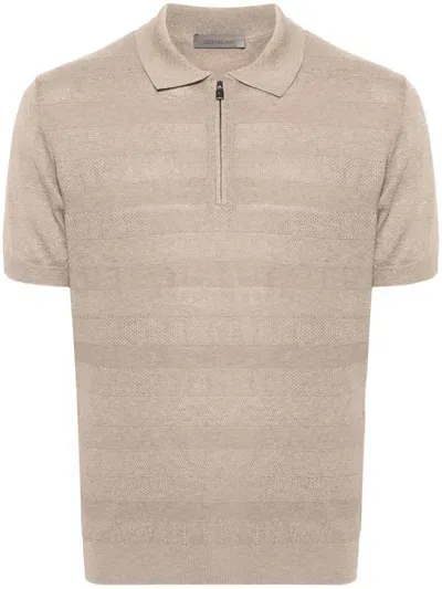 Corneliani Ribbed-knit Polo Shirt In Neutrals