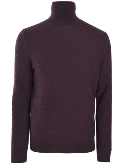 Corneliani Roll-neck Knitted Jumper In Purple