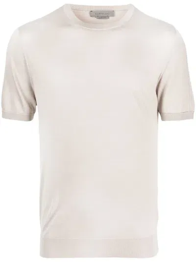 Corneliani Short-sleeve Silk T-shirt In Nude