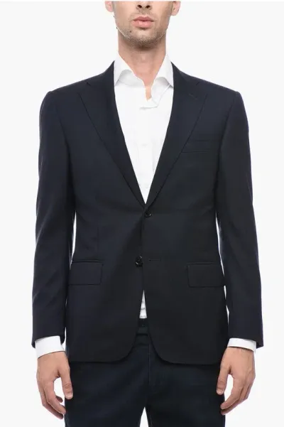 Corneliani Single Breasted Mantua Blazer With Flap Pockets In Black