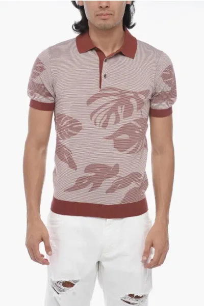 Corneliani Striped Cotton Polo Shirt In Neutrals