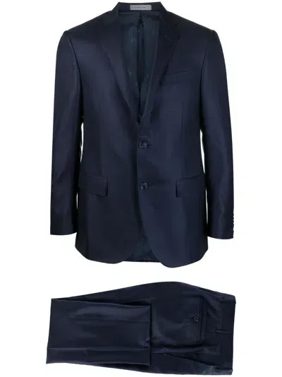 Corneliani Tonal Print Single-breasted Suit In Blau