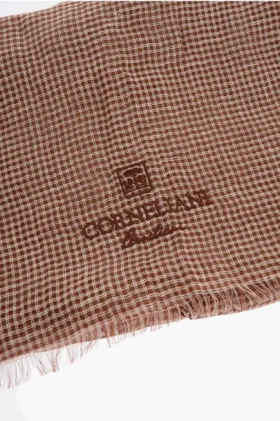 Corneliani Two-tone Mini Checked Foulard In Brown