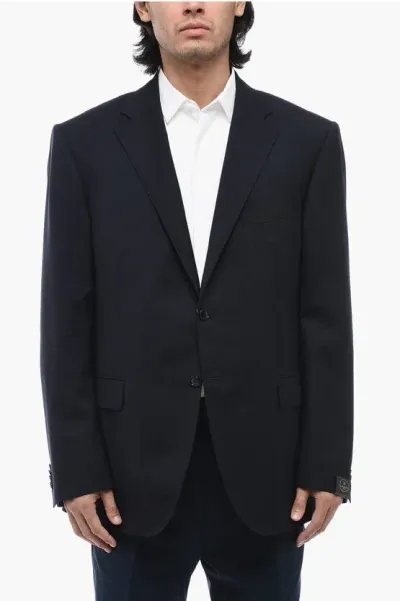 Corneliani Virgin Wool Academy Blazer With Flap Pockets In Black