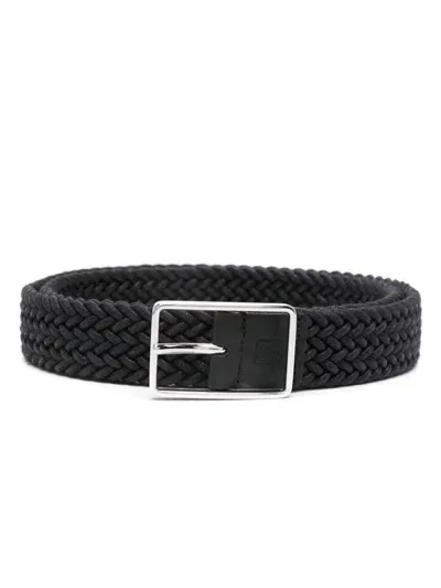 Corneliani Waxed Braided Belt In Black