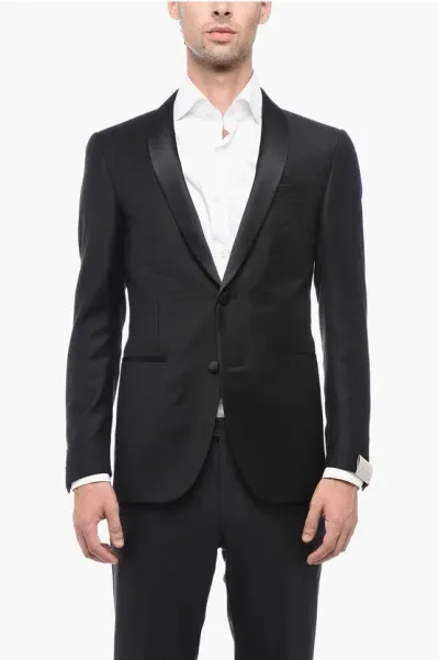 Corneliani Wool Cerimonia Academy Blazer With Shawl Lapel In Black