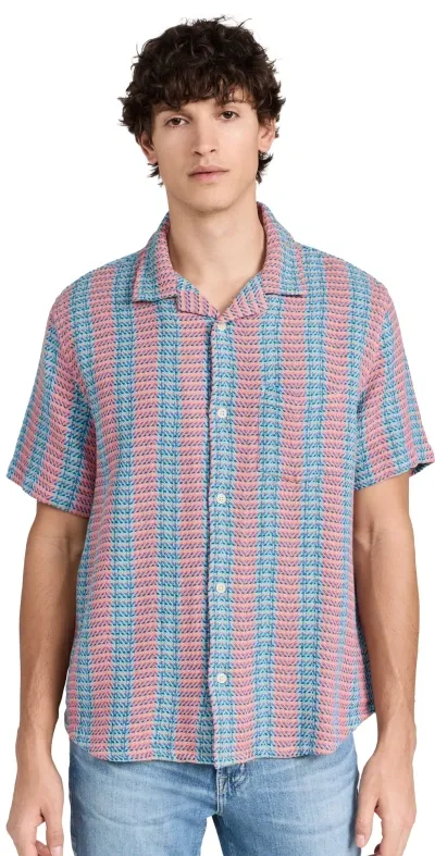 Corridor Acid Plaid Iris Short Sleeve Camp Shirt Pink