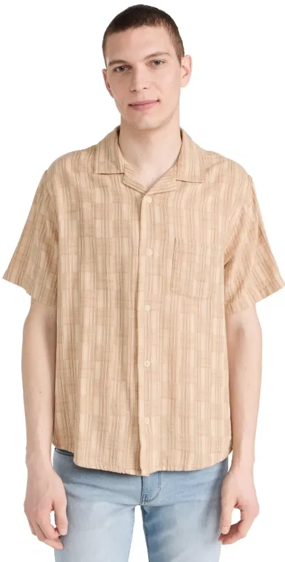 Corridor Check Jacquard Camp Shirt Natural