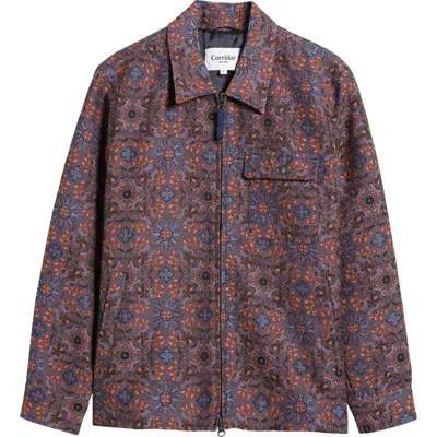 Corridor Qasim Floral Jacquard Zip Jacket In Purple