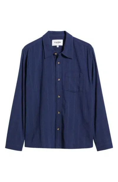 Corridor Ripple Button-up Shirt In Navy