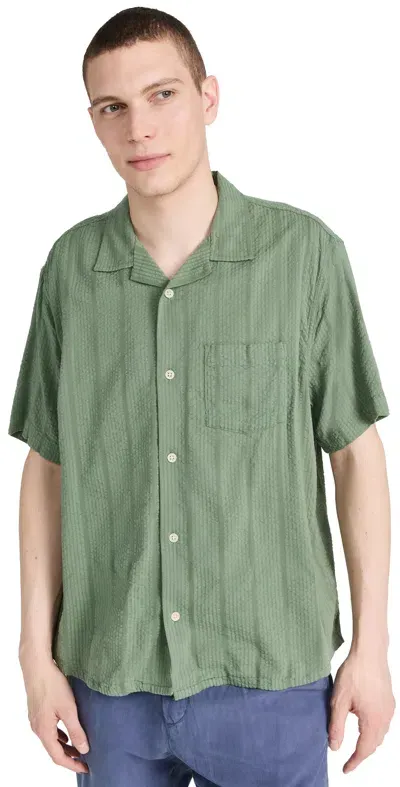 Corridor Striped Seersucker Shirt Green