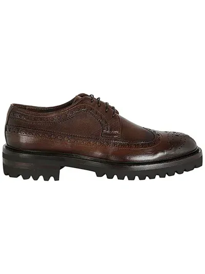 Corvari Lace Up Horse Rubber Bottom Shoes In Brown