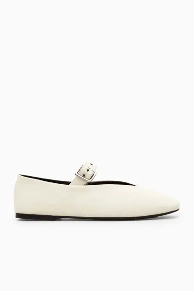 Cos Buckled Ballet Flats In White