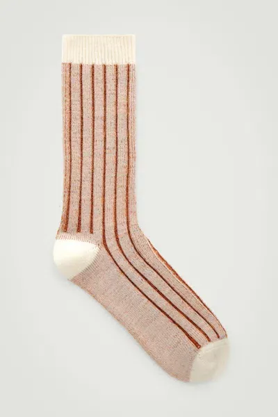 Cos Chunky Ribbed Wool Socks In Orange