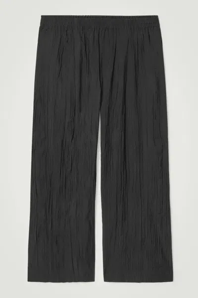 Cos Crinkled Wide-leg Trousers In Black