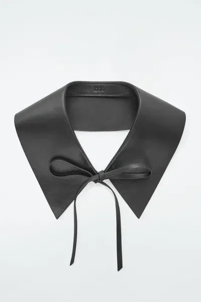 Cos Exaggerated Leather Collar In Black