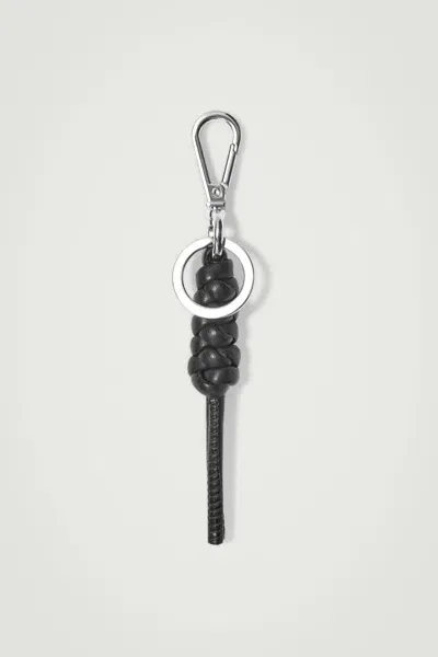 Cos Knotted Leather Keyring In Black