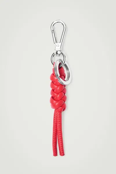 Cos Knotted Leather Keyring In Red