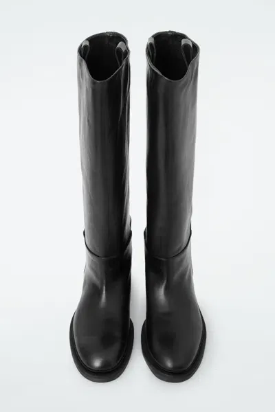 Cos Leather Riding Boots In Black