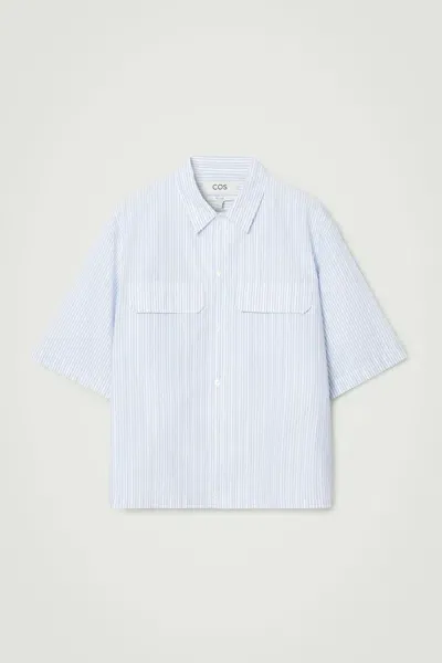 Cos Oversized Flap-pocket Utility Shirt In White