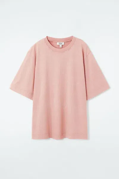 Cos Oversized Garment-dyed T-shirt In Pink