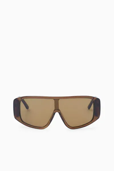 Cos Oversized Visor Sunglasses In Brown