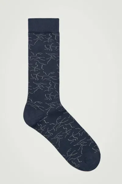 Cos Printed Socks In Blue