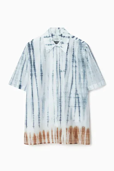 Cos Relaxed Short-sleeved Shirt In Blue