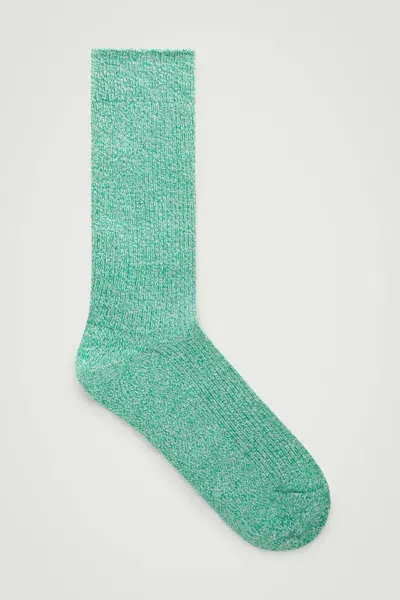 Cos Ribbed Socks In Green