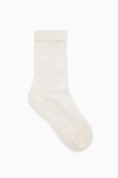 Cos Sheer-panel Socks In White