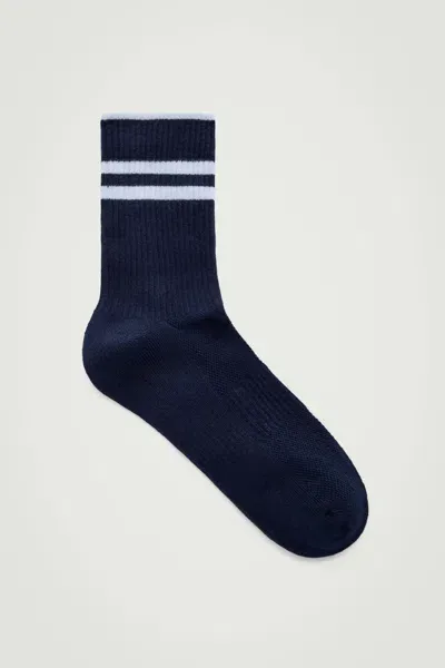 Cos Striped Sports Socks In Blue