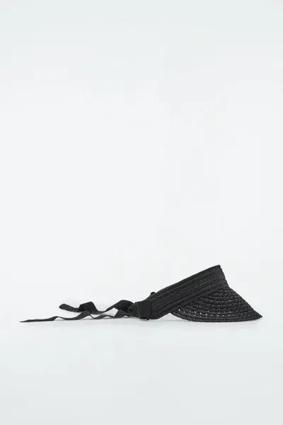 Cos Tie-back Woven Visor In Black