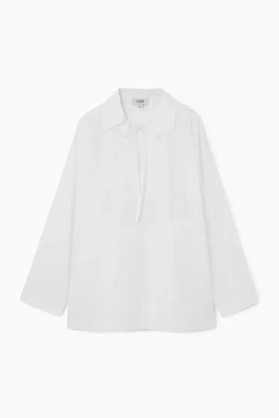 Cos Tie-front V-neck Blouse In White