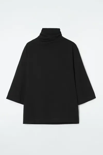 Cos Tie-neck Jersey Top In Black